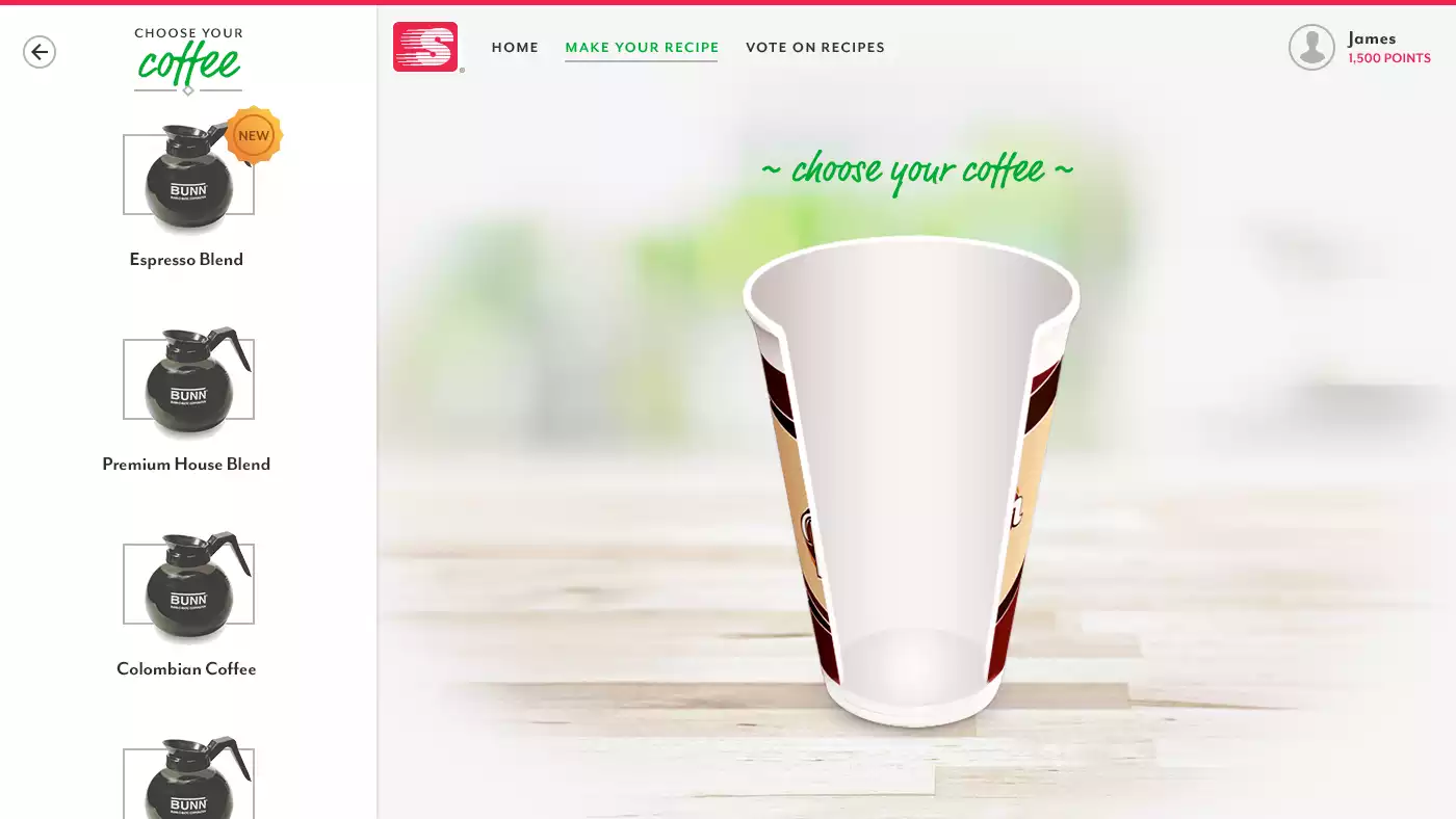 Your Coffee Your Way Choose Coffee Screen