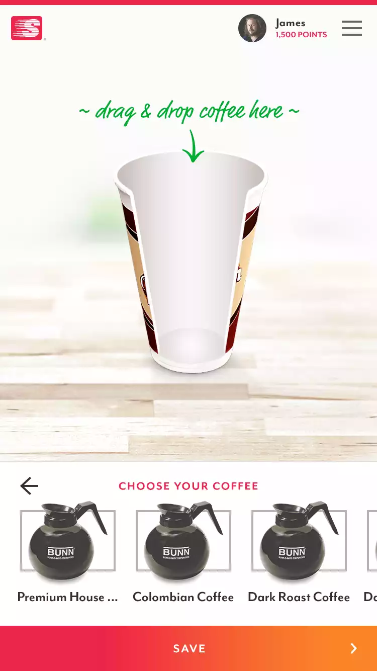 Your Coffee Your Way mobile screen