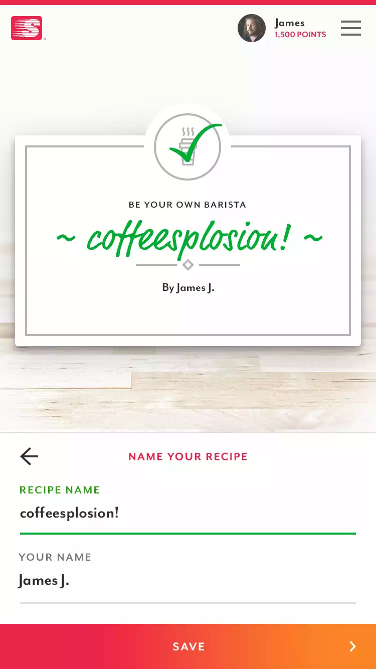 Your Coffee Your Way mobile screen